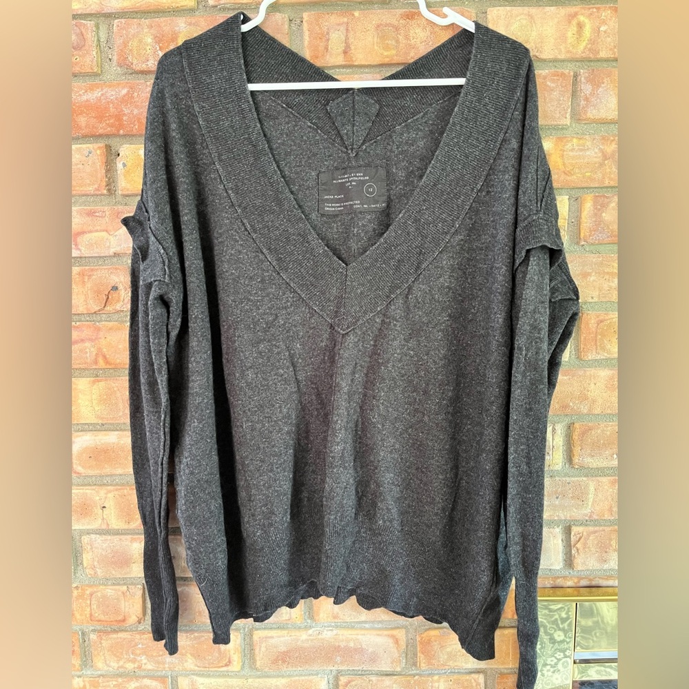 All Saints Charcoal Grey Wool and Cashmere Blend Relaxed Sweater